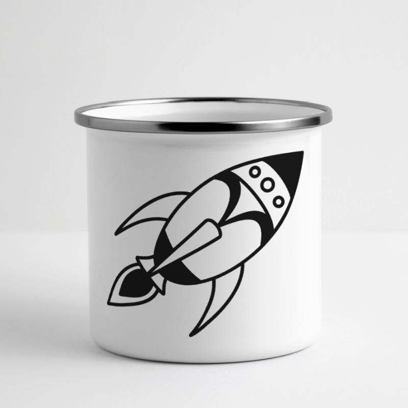 Fusée spatiale rétro – Conception de vaisseau spatial Mug panoramique émaillé