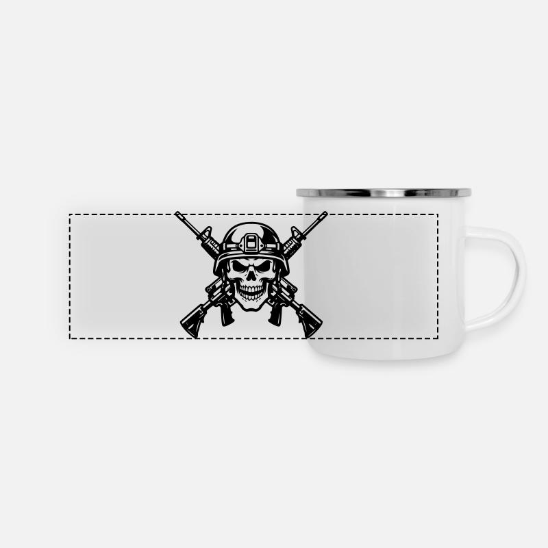 Krieg - Panorama Emaille-Tasse - Weiß