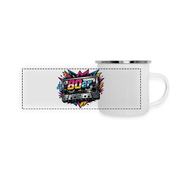 80s Retro Cassette Neon - Panoramic Camper Mug - white - Front