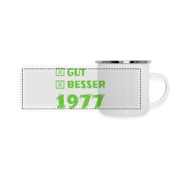 1977 - Panorama Emaille-Tasse - Weiß - Vorne