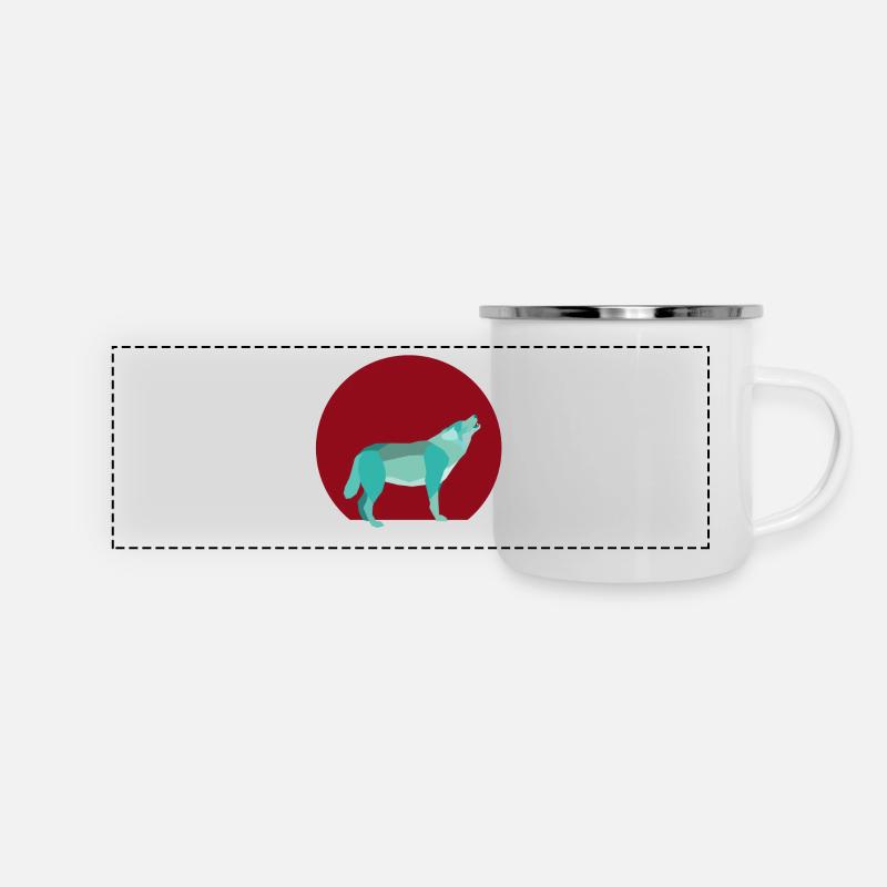 Geometric howling wolf - Panoramic Camper Mug - white