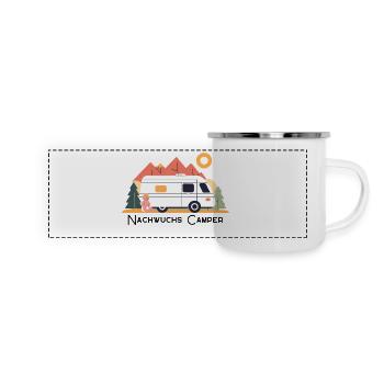 Nachwuchs Camper Eins - Panorama Emaille-Tasse - Weiß - Vorne