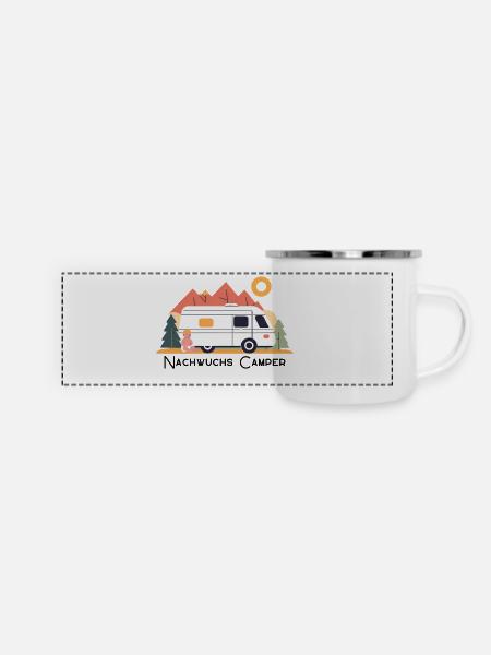 Nachwuchs Camper Eins - Panorama Emaille-Tasse - Weiß