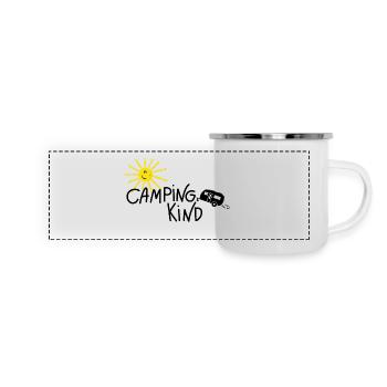 Camping Kind Wohnwagen - Panorama Emaille-Tasse - Weiß - Vorne