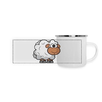 Cartoon Comic Schafe - Panorama Emaille-Tasse - Weiß - Vorne