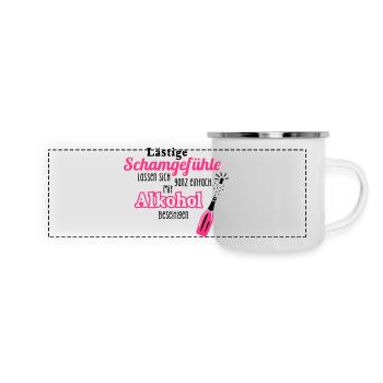 Alkohol - Spruch - Sekt - Prosecco - Party - 2C - Panorama Emaille-Tasse - Weiß - Vorne