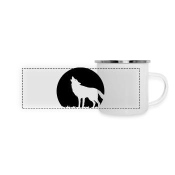 Howling Wolf At Full Moon (1C) - Panoramic Camper Mug - white - Front