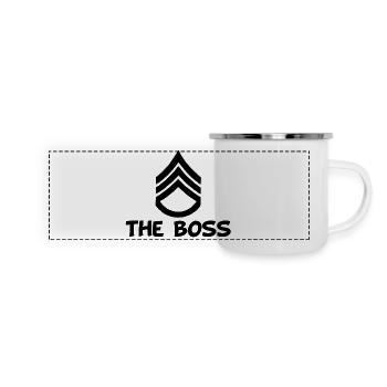 Le chef (noir) - Mug panoramique émaillé - blanc - Devant
