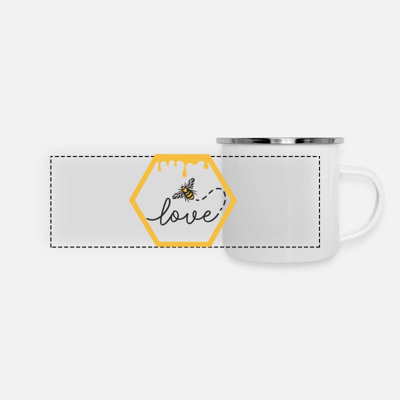 Liebe Honig - Panorama Emaille-Tasse - Weiß