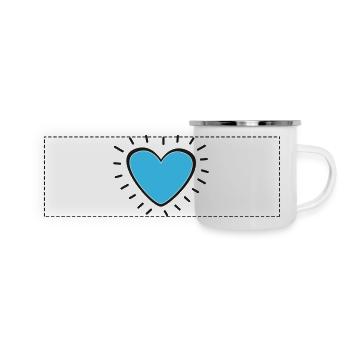 Herz hellblau - Panorama Emaille-Tasse - Weiß - Vorne