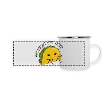 Tacos und Humor - Panorama Emaille-Tasse - Weiß - Vorne