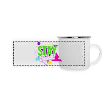 Stay Rad! Retro Vibes - Panorama Emaille-Tasse - Weiß - Vorne