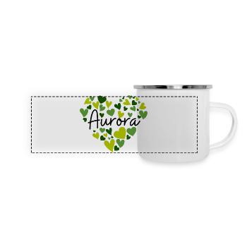J’adore les cœurs Aurora en vert - Mug panoramique émaillé - blanc - Devant