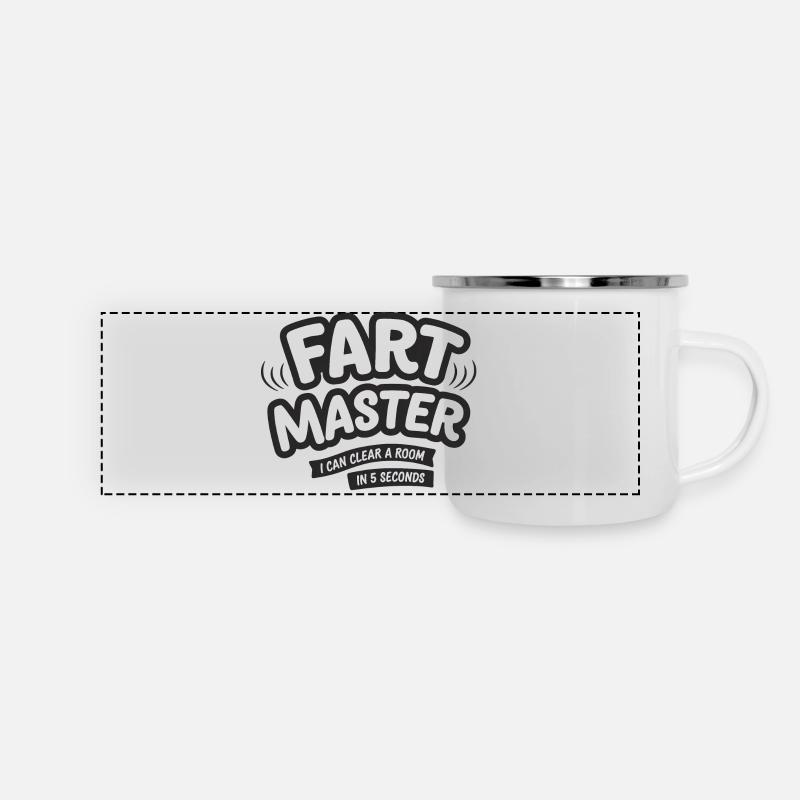 Fart Master Tee Funny Je peux vider une pièce en 5 sec. - Mug panoramique émaillé - blanc