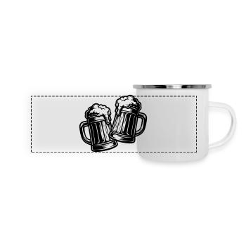 Bier Anstoßen Prost - Panorama Emaille-Tasse - Weiß - Vorne