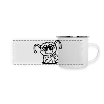 Caterpillar Middle Finger Insult Hole Sunglasses - Panoramic Camper Mug - white - Front