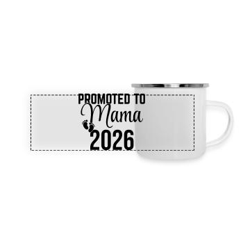 Promoted to Mama 2026 – Werdende Mutter Design - Panorama Emaille-Tasse - Weiß - Vorne