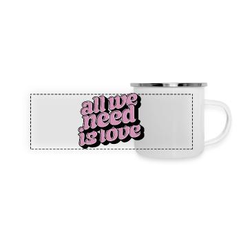 All We Need Is Love – Positive Typo Statement - Panorama Emaille-Tasse - Weiß - Vorne