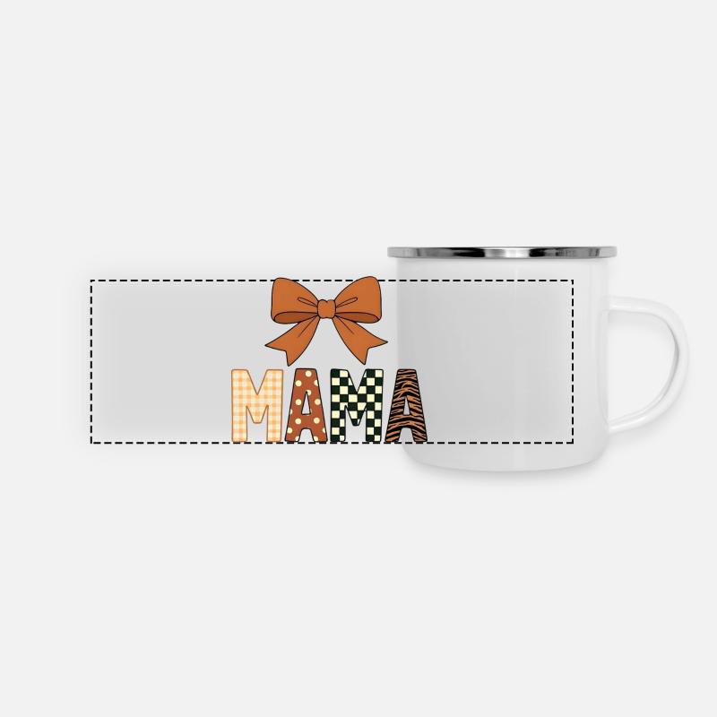 Colorful Playful MAMA Text with Girly Bow - Panoramic Camper Mug - white