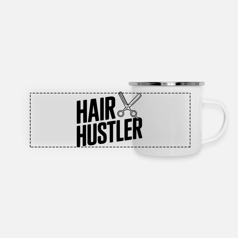 Haar-Hustler - Panorama Emaille-Tasse - Weiß