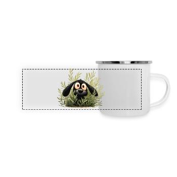 Sifflet de chien dans les buissons de la forêt - Mug panoramique émaillé - blanc - Devant