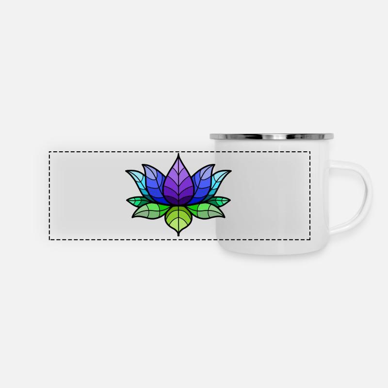 Mohawk Lotus Blumen Motiv - Panorama Emaille-Tasse - Weiß