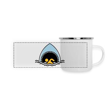 Requin et flotteur (Requin / Nager / 3C) - Mug panoramique émaillé - blanc - Devant
