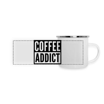 coffee addict - Panorama Emaille-Tasse - Weiß - Vorne