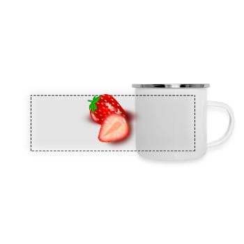 Erdbeer-Schnittbild Illustration - Panorama Emaille-Tasse - Weiß - Vorne