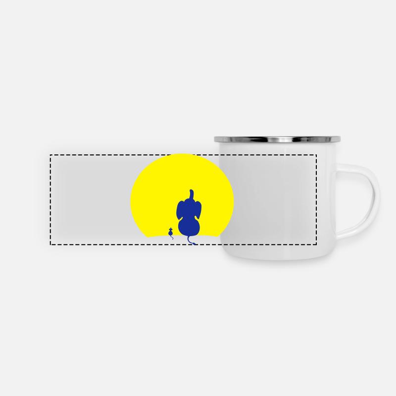 elefant_mouse_moon - Mug panoramique émaillé - blanc