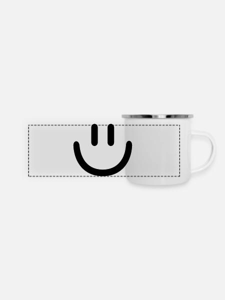 Smiley - Panorama Emaille-Tasse - Weiß