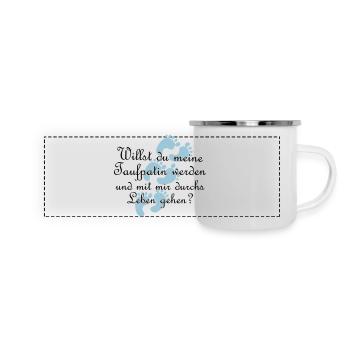 Taufpatin Patin Goli Geschenk Farbe frei wählbar - Panorama Emaille-Tasse - Weiß - Vorne
