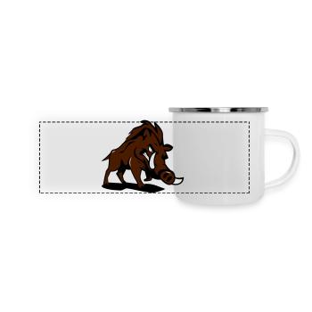 wildschwein gefährlich - Panorama Emaille-Tasse - Weiß - Vorne