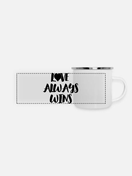 Love Always Wins - Panorama Emaille-Tasse - Weiß