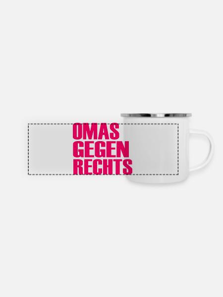 Omas gegen rechts - Panorama Emaille-Tasse - Weiß