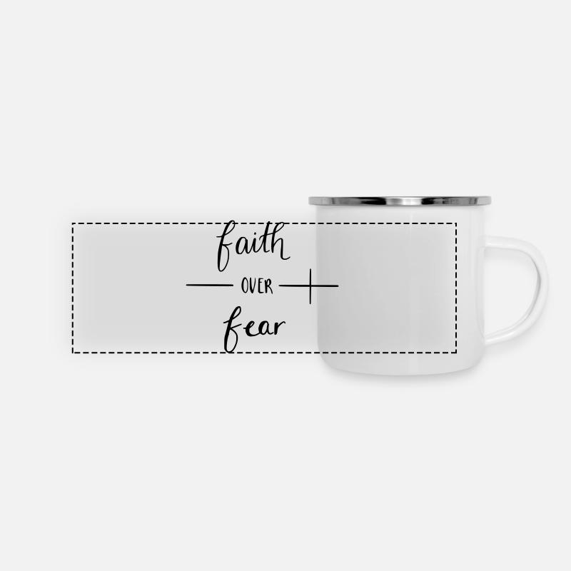 faith over fear - Panoramic Camper Mug - white