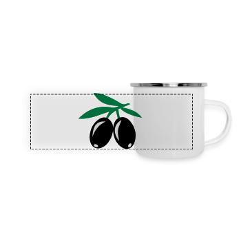 Oliven - Panorama Emaille-Tasse - Weiß - Vorne