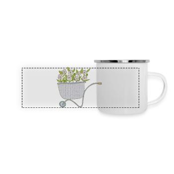 schubkarren blumen - Panorama Emaille-Tasse - Weiß - Vorne