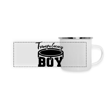 Lustiger Trampolinspringer - Panorama Emaille-Tasse - Weiß - Vorne