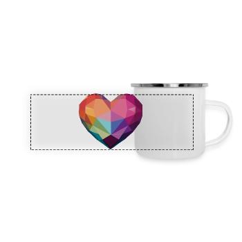 Liebe - Low Poly Herz - Panorama Emaille-Tasse - Weiß - Vorne