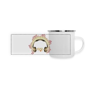 Kopfhörer - Panorama Emaille-Tasse - Weiß - Vorne