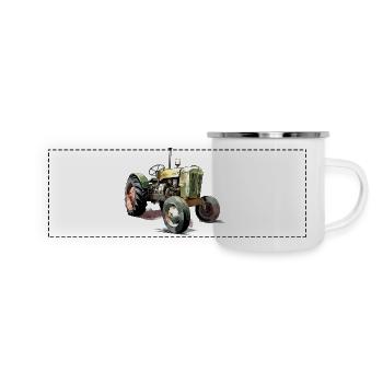 Altmodischer Traktor Nr. 2 - Panorama Emaille-Tasse - Weiß - Vorne