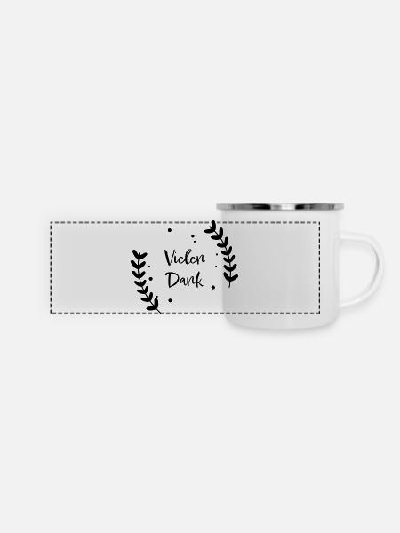 Vielen Dank - Panorama Emaille-Tasse - Weiß