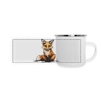Foxy und ich wissen es - Panorama Emaille-Tasse - Weiß - Vorne