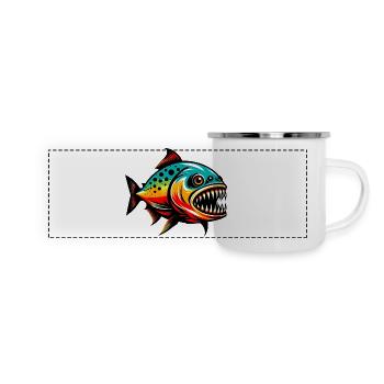 Piranha - Mug panoramique émaillé - blanc - Devant