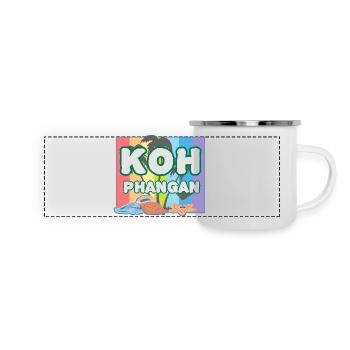 Regenbogen K8h Phangan - Panorama Emaille-Tasse - Weiß - Vorne