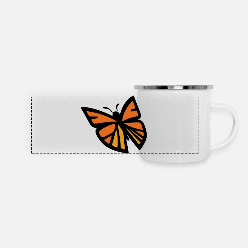 Monarque papillon - Mug panoramique émaillé - blanc