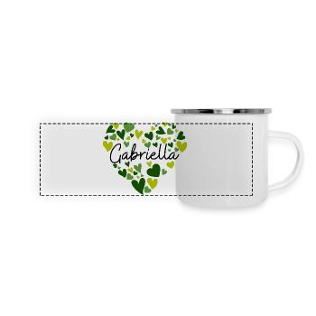 gabriella Name Design with Heart-Shaped green Hear - Panoramic Camper Mug - white - Front