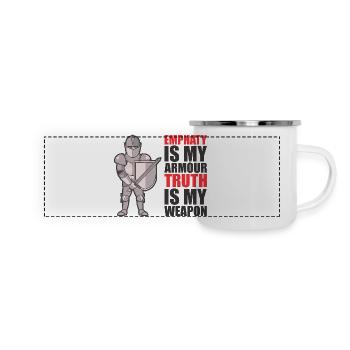 Chevalier avec armure et citation stimulante - Mug panoramique émaillé - blanc - Devant