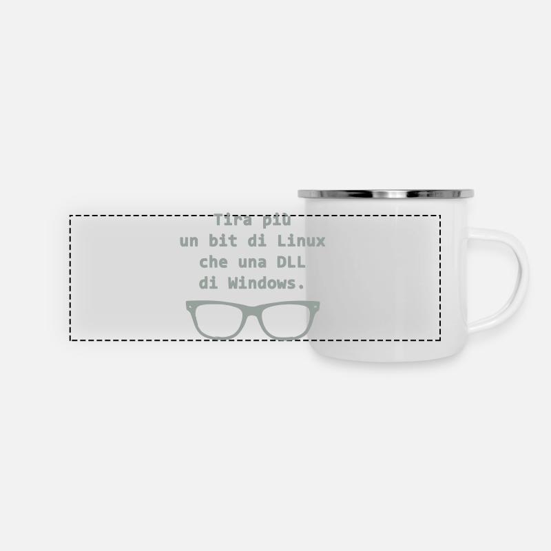 Linux (Englisch) - Panorama Emaille-Tasse - Weiß